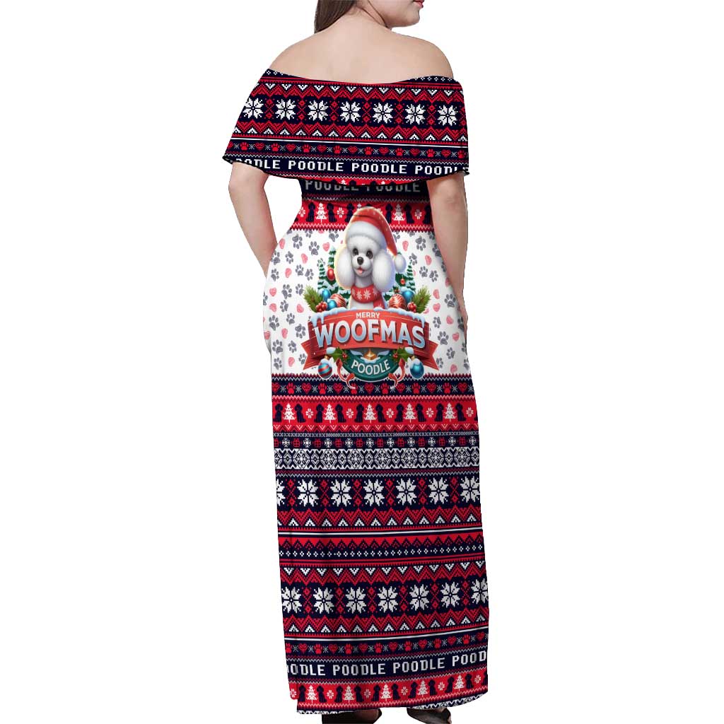 Poodle Merry Woofmas Off Shoulder Maxi Dress Christmas Dog Art Style - Wonder Print Shop