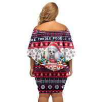 Poodle Merry Woofmas Off Shoulder Short Dress Christmas Dog Art Style - Wonder Print Shop