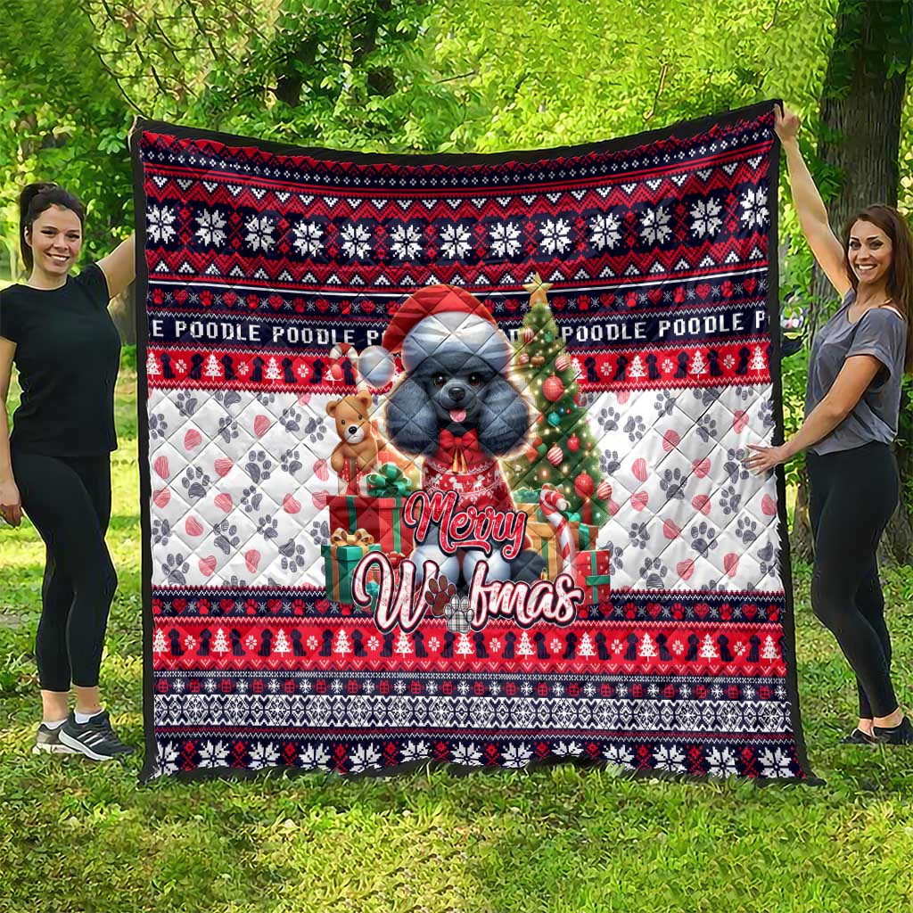 Poodle Merry Woofmas Quilt Christmas Dog Art Style - Wonder Print Shop