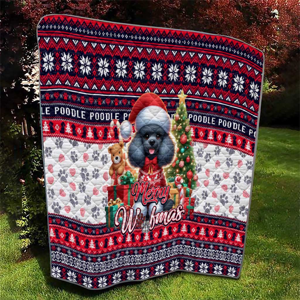 Poodle Merry Woofmas Quilt Christmas Dog Art Style - Wonder Print Shop