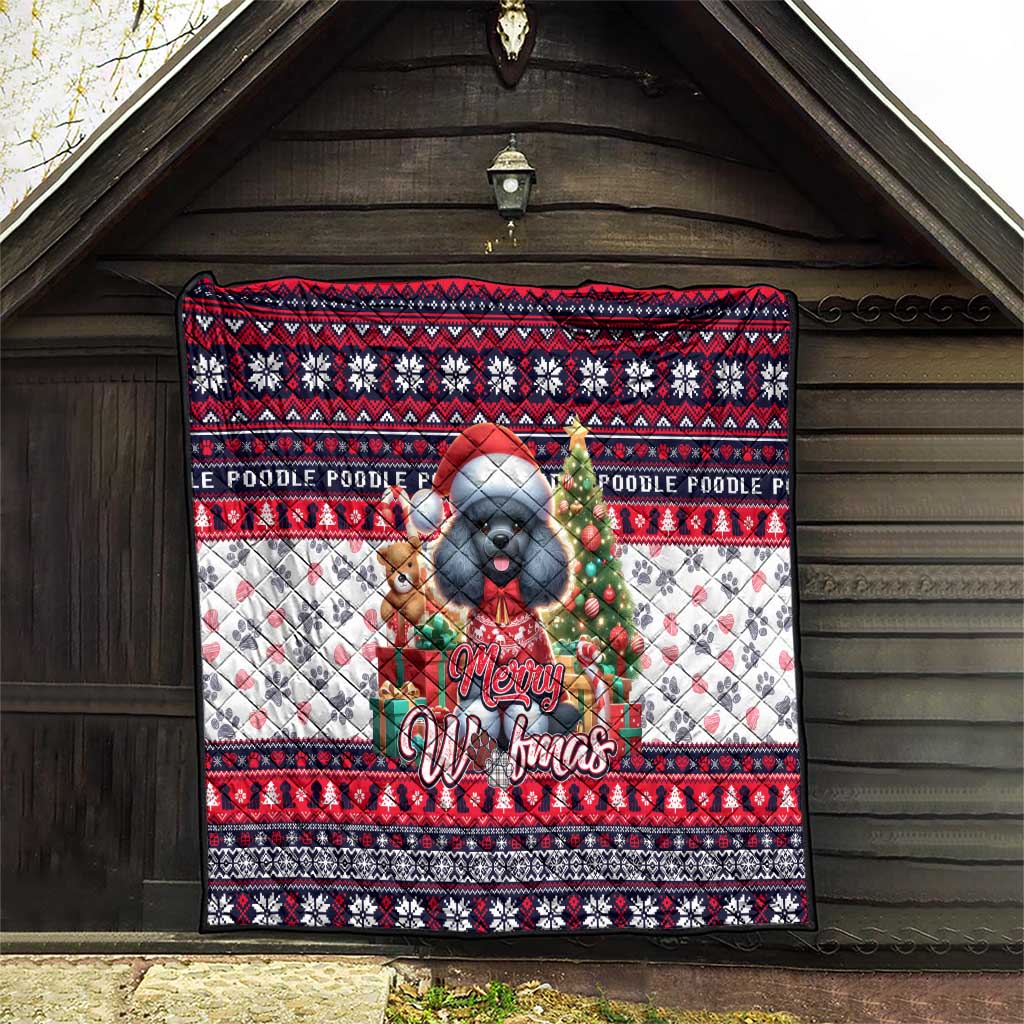 Poodle Merry Woofmas Quilt Christmas Dog Art Style - Wonder Print Shop