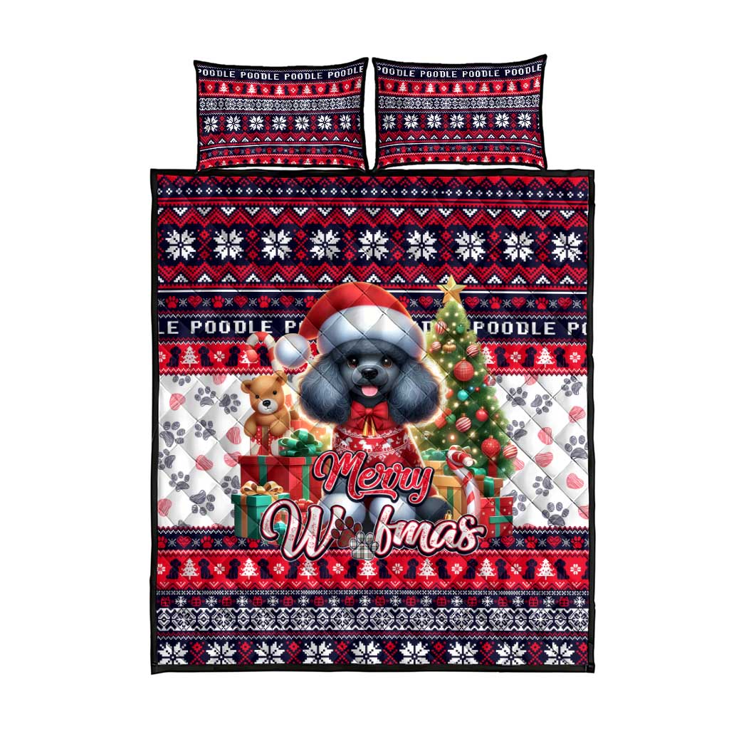 Poodle Merry Woofmas Quilt Bed Set Christmas Dog Art Style - Wonder Print Shop