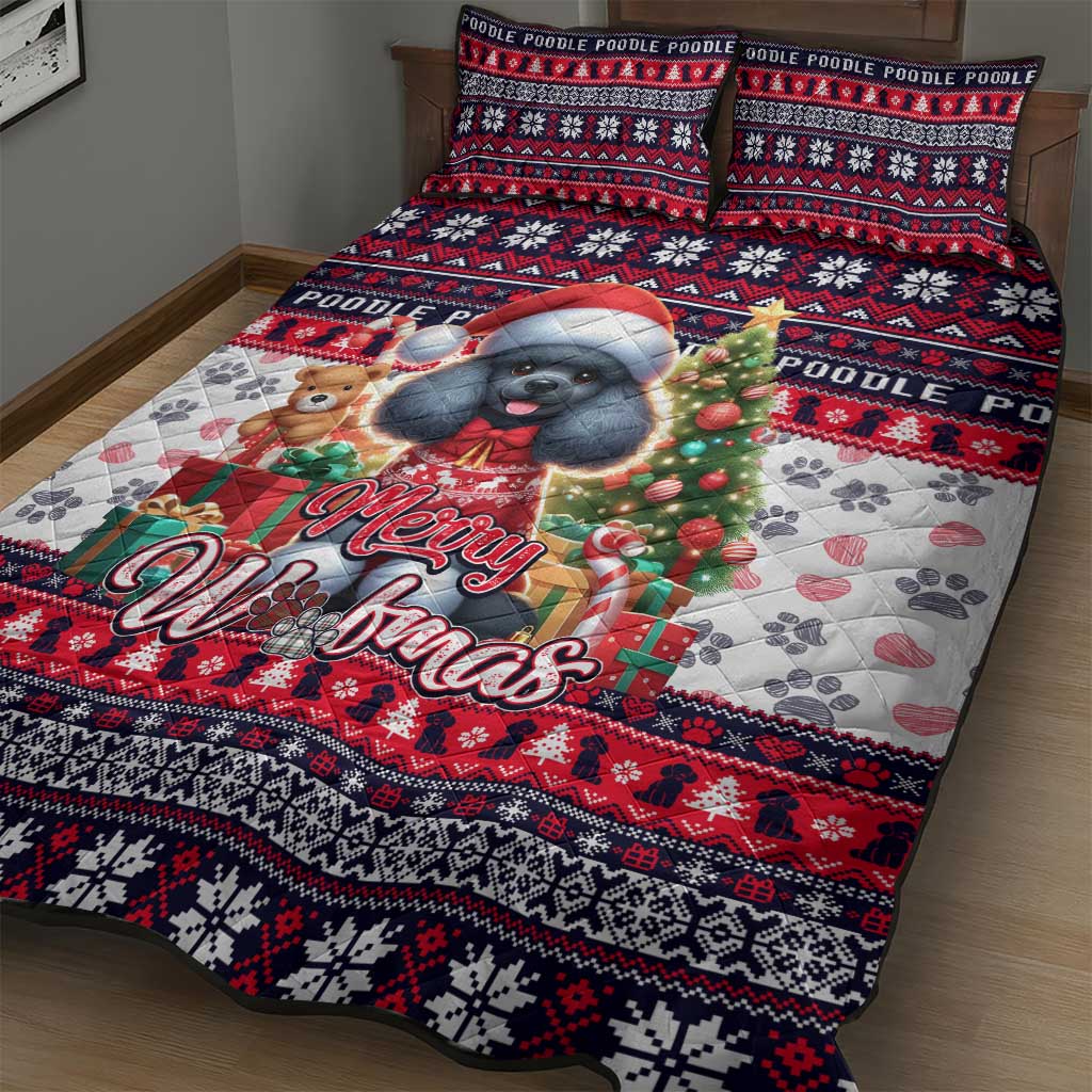 Poodle Merry Woofmas Quilt Bed Set Christmas Dog Art Style - Wonder Print Shop