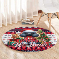 Poodle Merry Woofmas Round Carpet Christmas Dog Art Style
