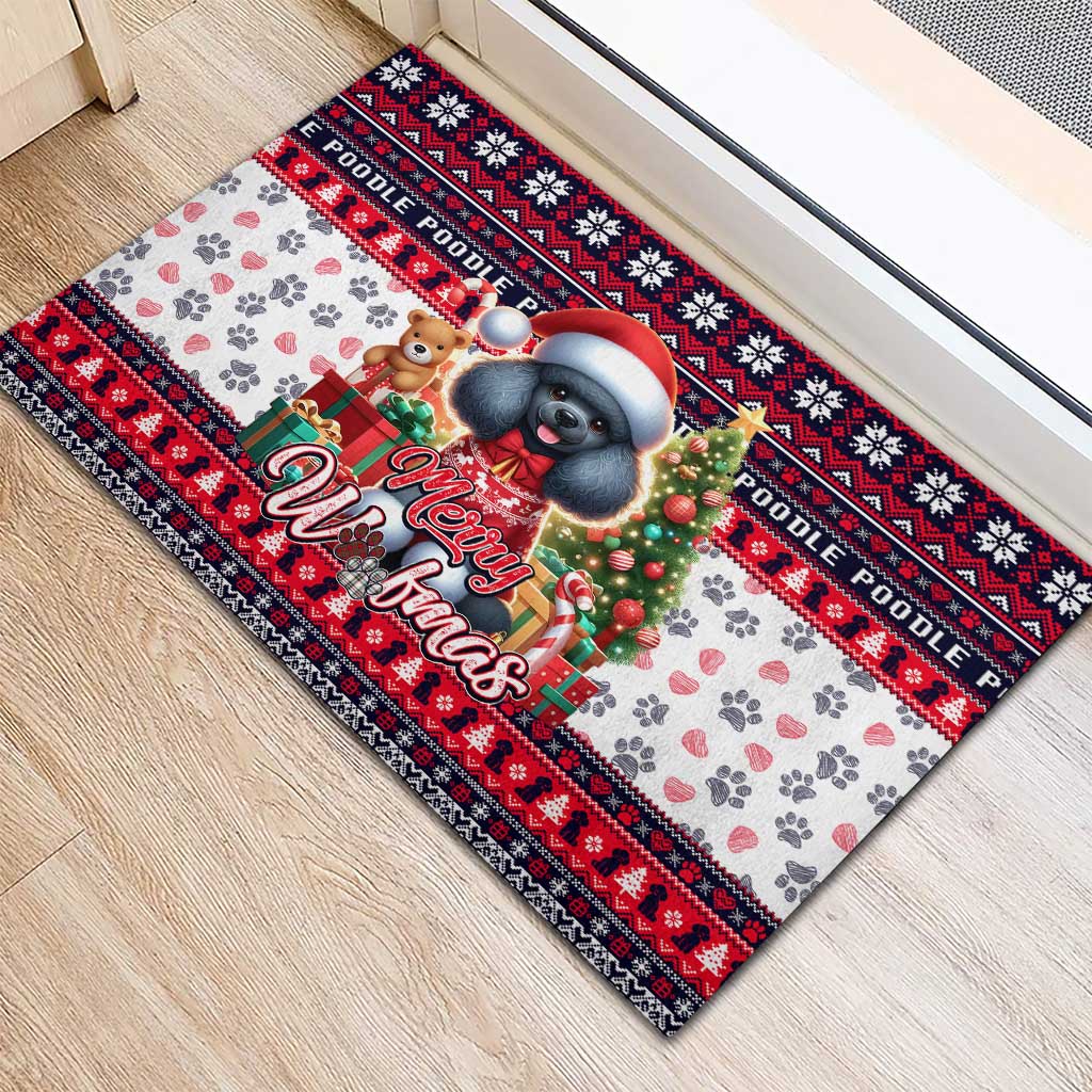 Poodle Merry Woofmas Rubber Doormat Christmas Dog Art Style - Wonder Print Shop