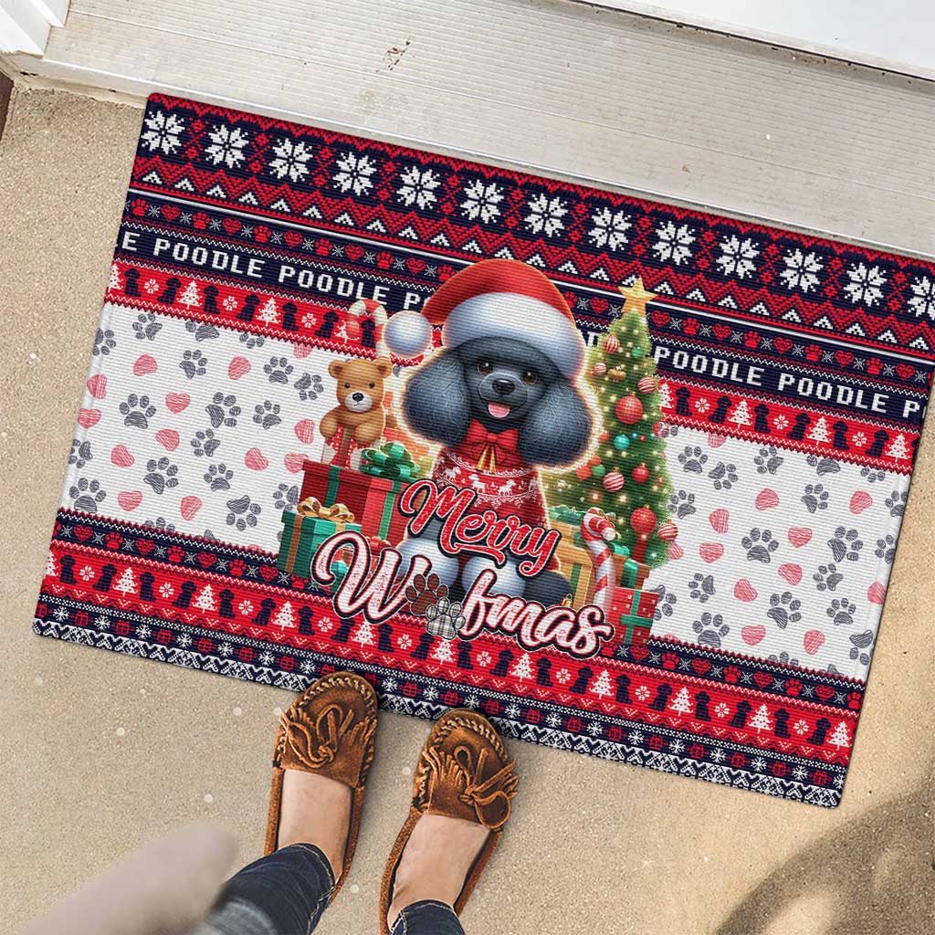 Poodle Merry Woofmas Rubber Doormat Christmas Dog Art Style - Wonder Print Shop