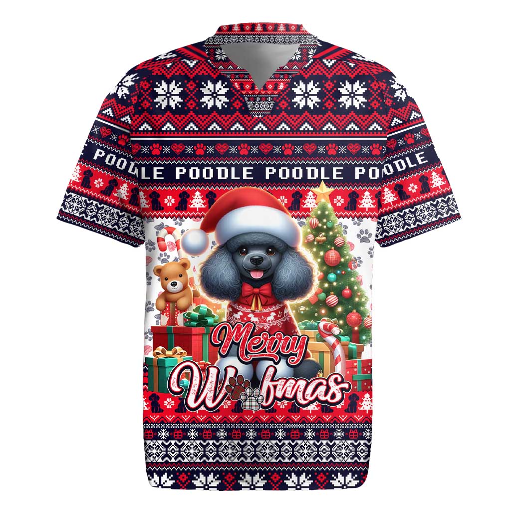 Poodle Merry Woofmas Rugby Jersey Christmas Dog Art Style - Wonder Print Shop