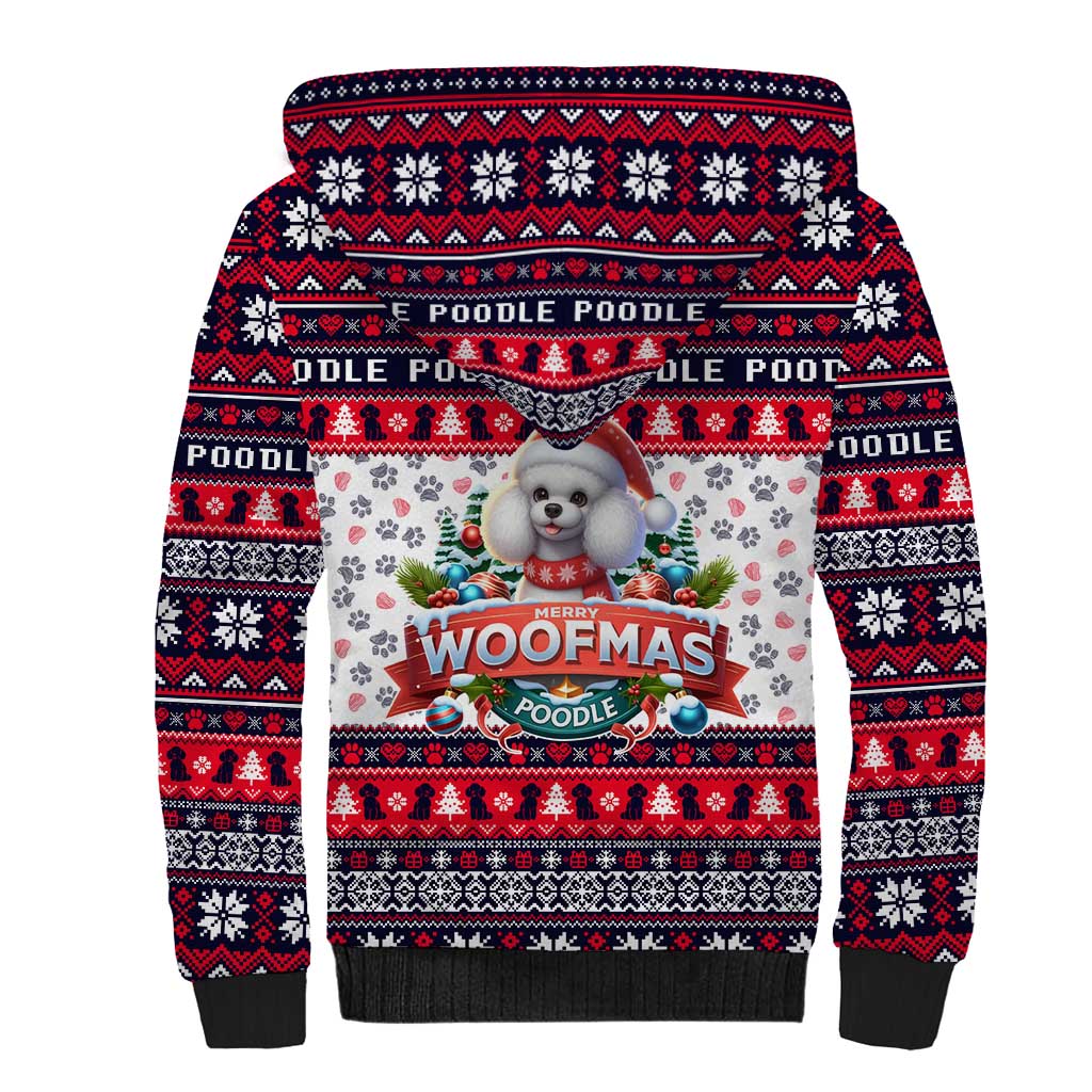 Poodle Merry Woofmas Sherpa Hoodie Christmas Dog Art Style - Wonder Print Shop