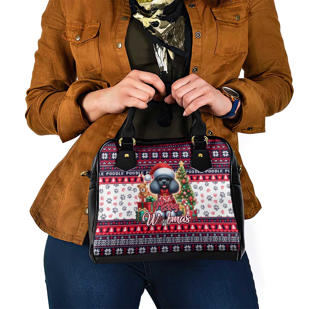 Poodle Merry Woofmas Shoulder Handbag Christmas Dog Art Style