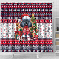 Poodle Merry Woofmas Shower Curtain Christmas Dog Art Style
