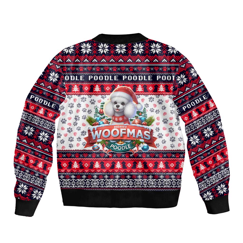 Poodle Merry Woofmas Sleeve Zip Bomber Jacket Christmas Dog Art Style - Wonder Print Shop