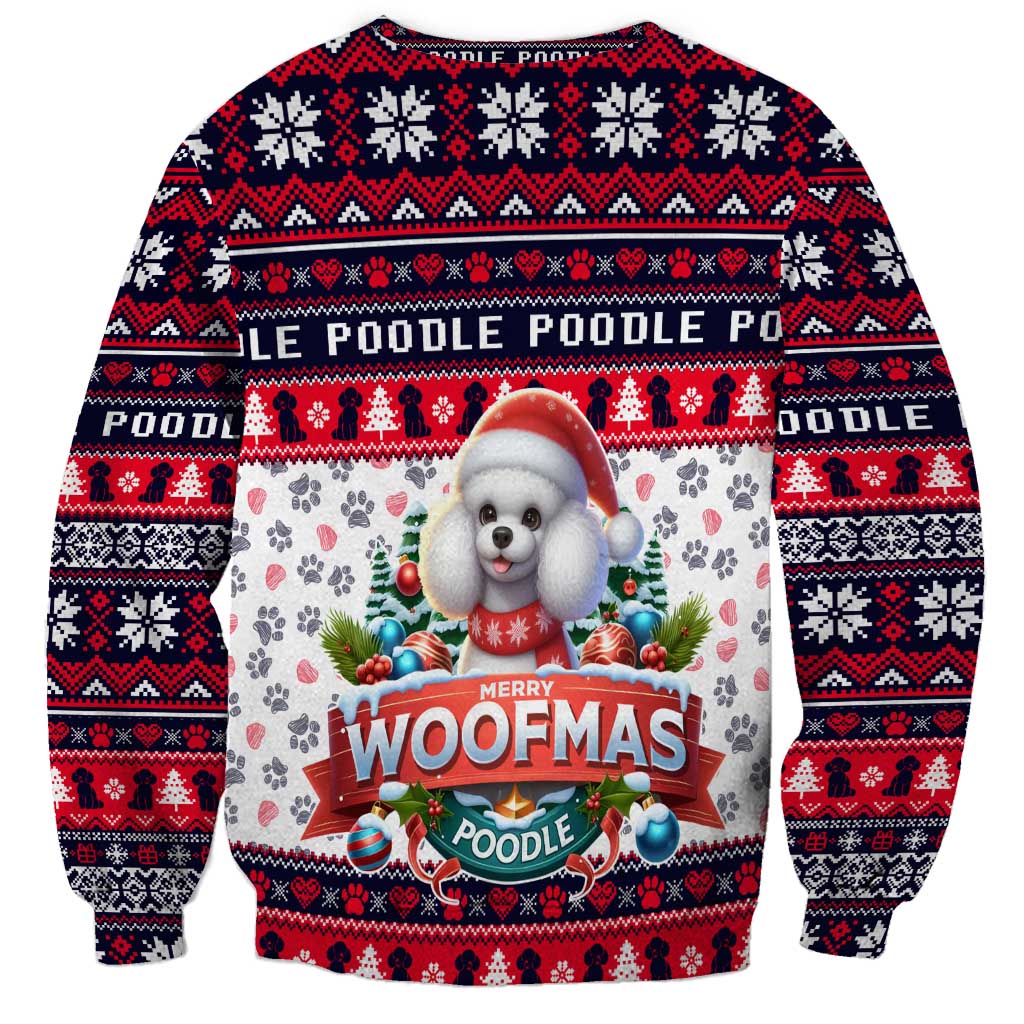 Poodle Merry Woofmas Sweatshirt Christmas Dog Art Style - Wonder Print Shop