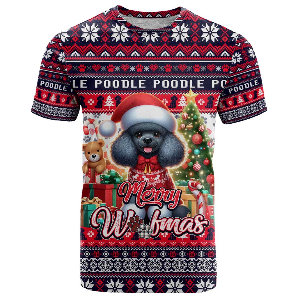 Poodle Merry Woofmas T Shirt Christmas Dog Art Style - Wonder Print Shop