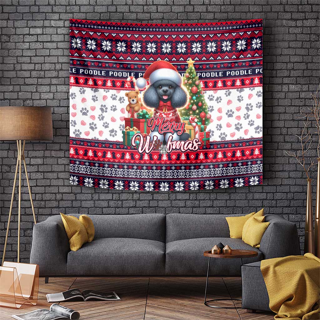 Poodle Merry Woofmas Tapestry Christmas Dog Art Style - Wonder Print Shop