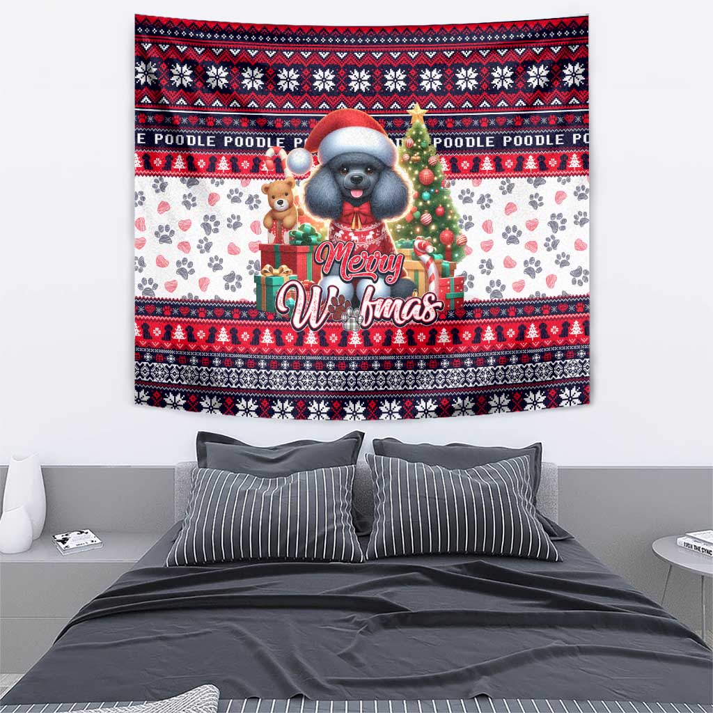 Poodle Merry Woofmas Tapestry Christmas Dog Art Style - Wonder Print Shop