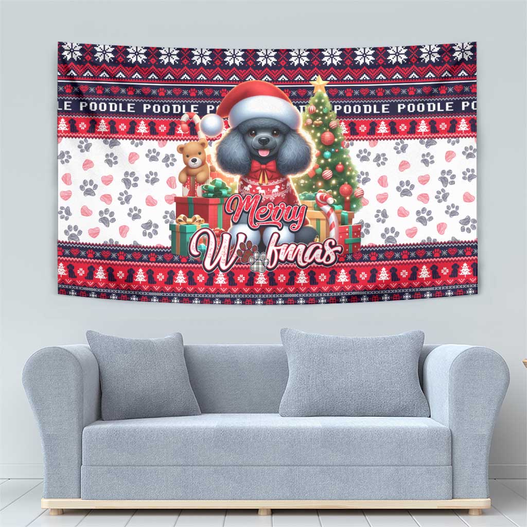 Poodle Merry Woofmas Tapestry Christmas Dog Art Style - Wonder Print Shop