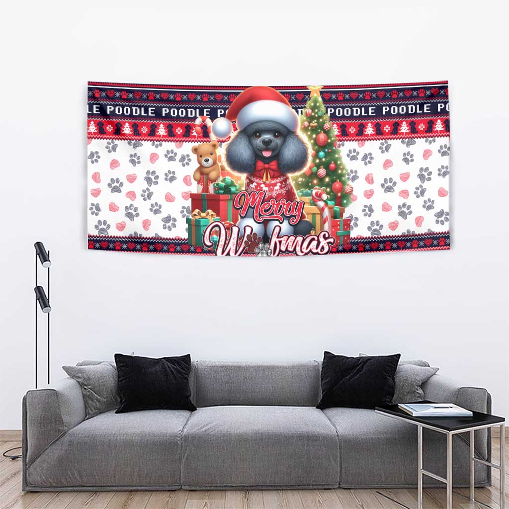 Poodle Merry Woofmas Tapestry Christmas Dog Art Style - Wonder Print Shop