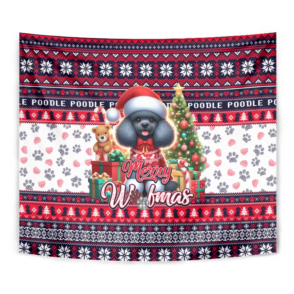 Poodle Merry Woofmas Tapestry Christmas Dog Art Style - Wonder Print Shop