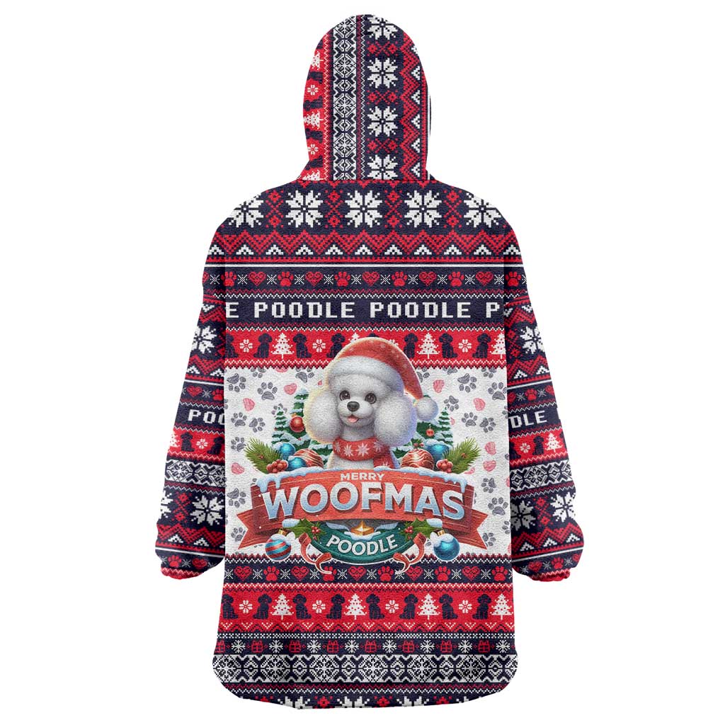 Poodle Merry Woofmas Wearable Blanket Hoodie Christmas Dog Art Style - Wonder Print Shop
