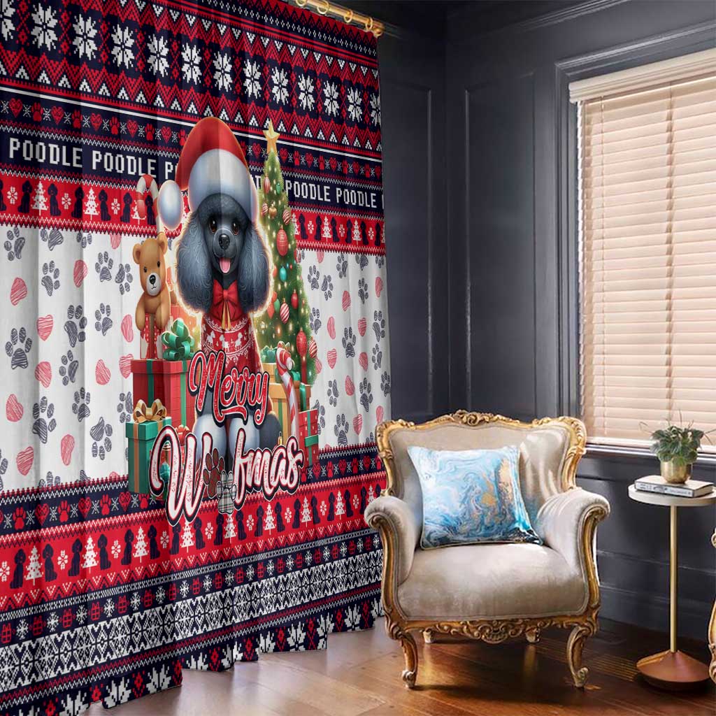 Poodle Merry Woofmas Window Curtain Christmas Dog Art Style - Wonder Print Shop
