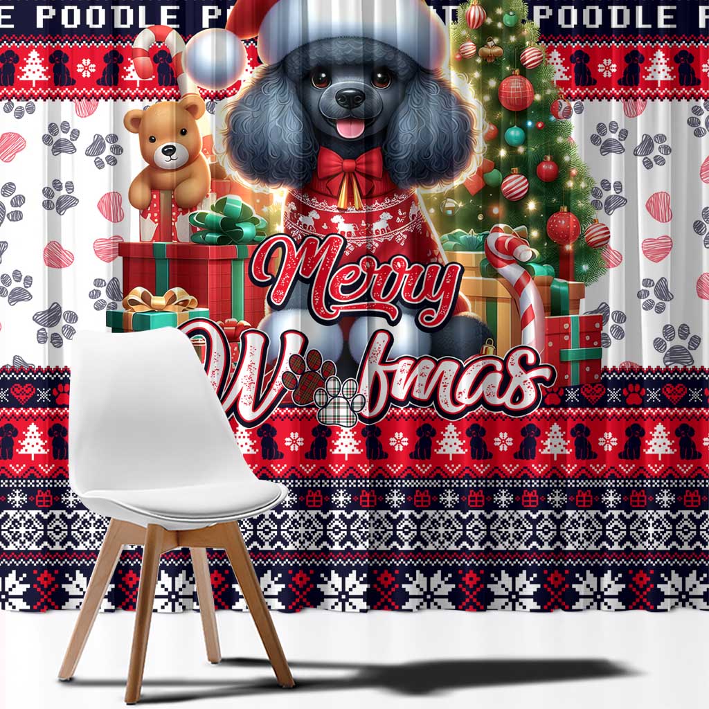 Poodle Merry Woofmas Window Curtain Christmas Dog Art Style - Wonder Print Shop
