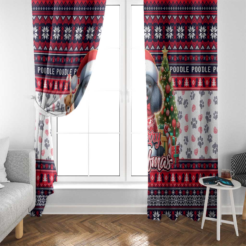 Poodle Merry Woofmas Window Curtain Christmas Dog Art Style - Wonder Print Shop