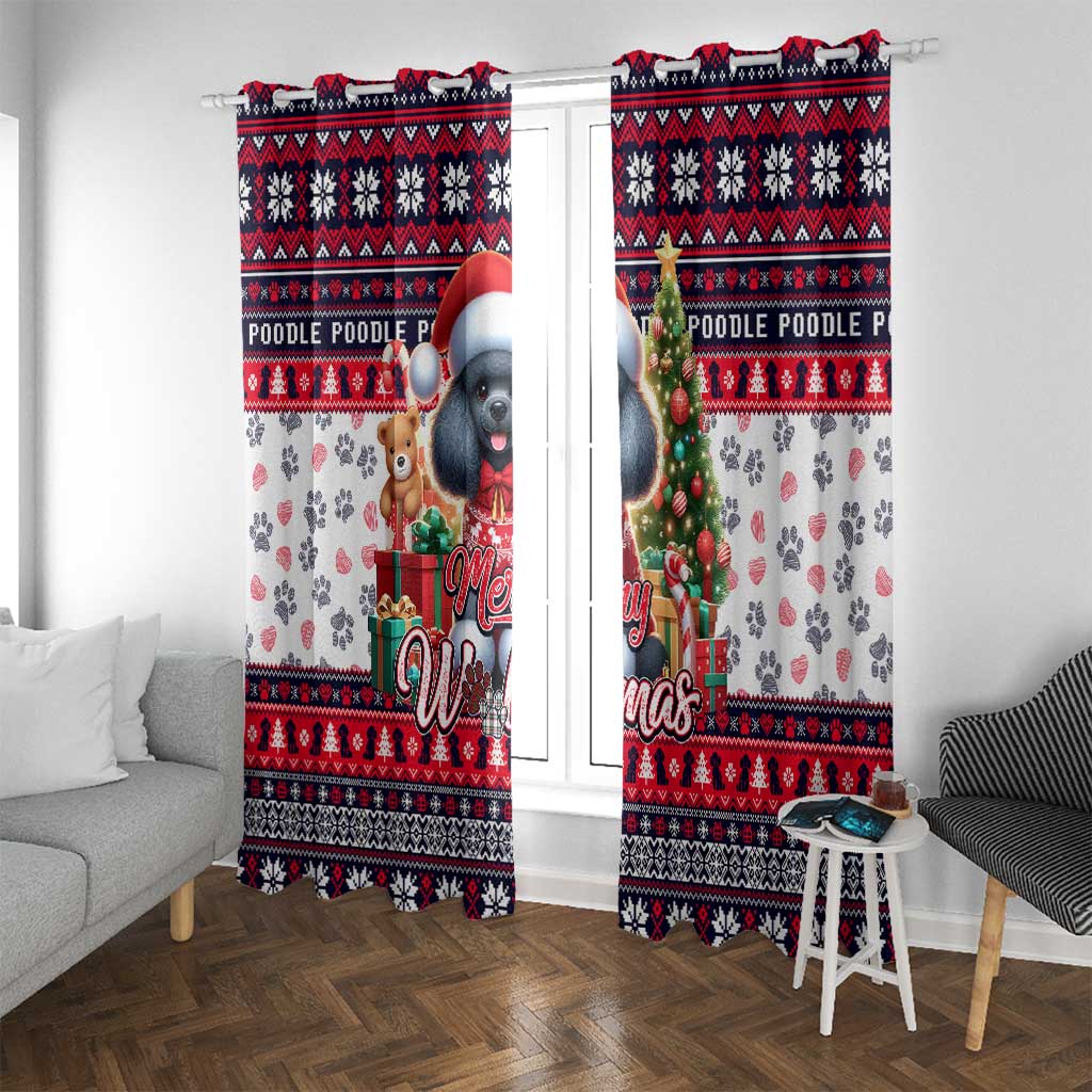 Poodle Merry Woofmas Window Curtain Christmas Dog Art Style - Wonder Print Shop