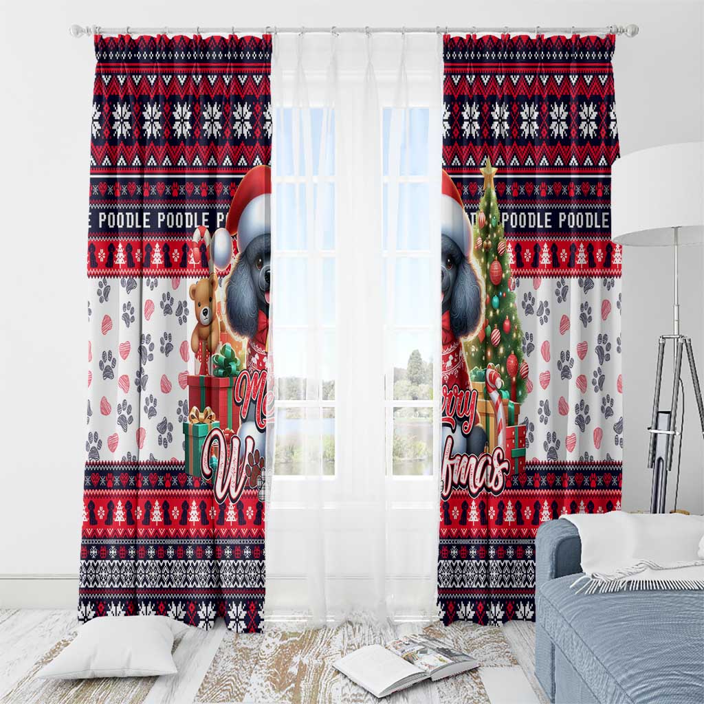Poodle Merry Woofmas Window Curtain Christmas Dog Art Style - Wonder Print Shop