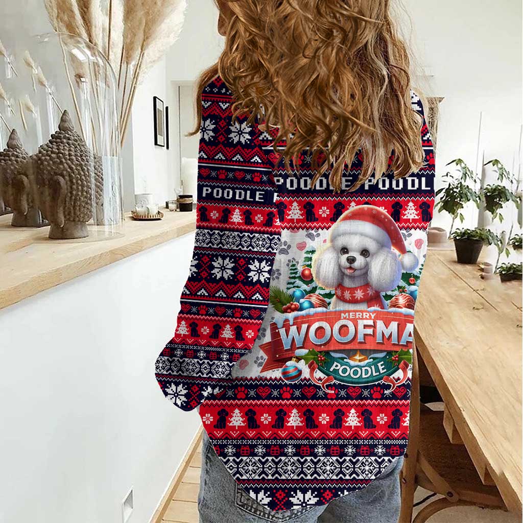 Poodle Merry Woofmas Women Casual Shirt Christmas Dog Art Style - Wonder Print Shop