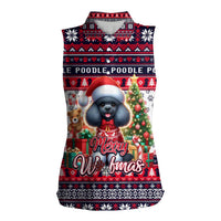 Poodle Merry Woofmas Women Sleeveless Polo Shirt Christmas Dog Art Style - Wonder Print Shop