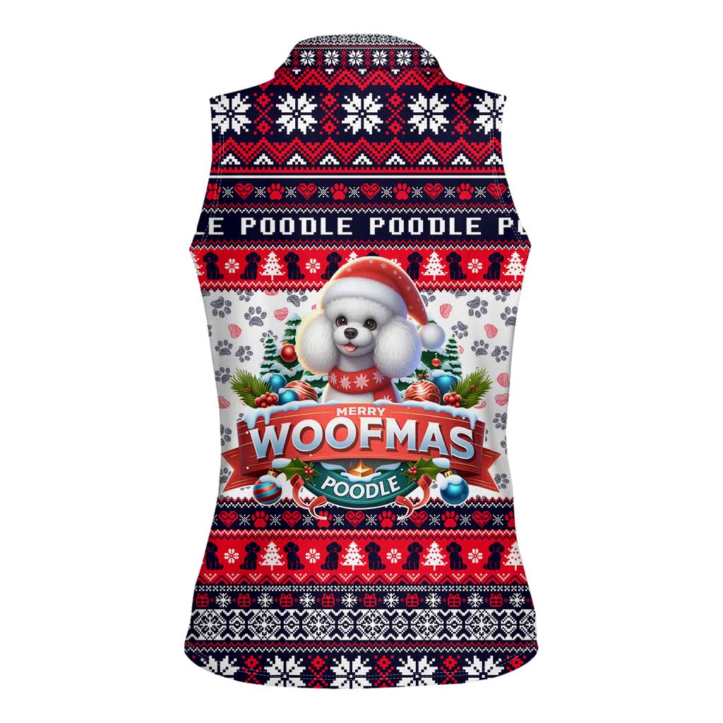 Poodle Merry Woofmas Women Sleeveless Polo Shirt Christmas Dog Art Style - Wonder Print Shop