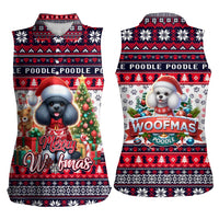 Poodle Merry Woofmas Women Sleeveless Polo Shirt Christmas Dog Art Style - Wonder Print Shop