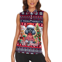 Poodle Merry Woofmas Women Sleeveless Polo Shirt Christmas Dog Art Style - Wonder Print Shop