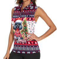 Poodle Merry Woofmas Women Sleeveless Polo Shirt Christmas Dog Art Style - Wonder Print Shop