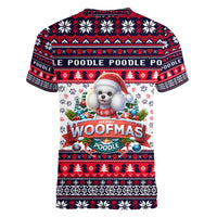 Poodle Merry Woofmas Women V-Neck T-Shirt Christmas Dog Art Style - Wonder Print Shop