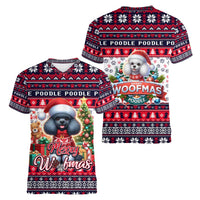 Poodle Merry Woofmas Women V-Neck T-Shirt Christmas Dog Art Style - Wonder Print Shop