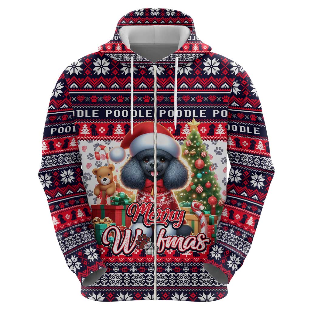 Poodle Merry Woofmas Zip Hoodie Christmas Dog Art Style - Wonder Print Shop