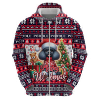 Poodle Merry Woofmas Zip Hoodie Christmas Dog Art Style - Wonder Print Shop