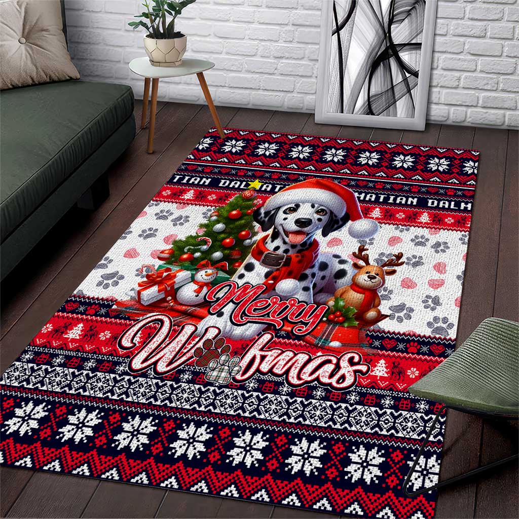 Dalmatian Merry Woofmas Area Rug Christmas Dog Art Style - Wonder Print Shop