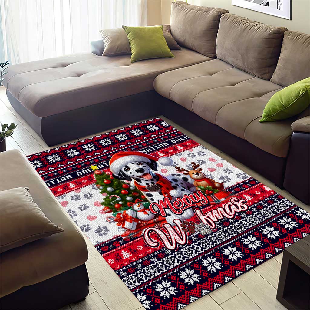 Dalmatian Merry Woofmas Area Rug Christmas Dog Art Style - Wonder Print Shop