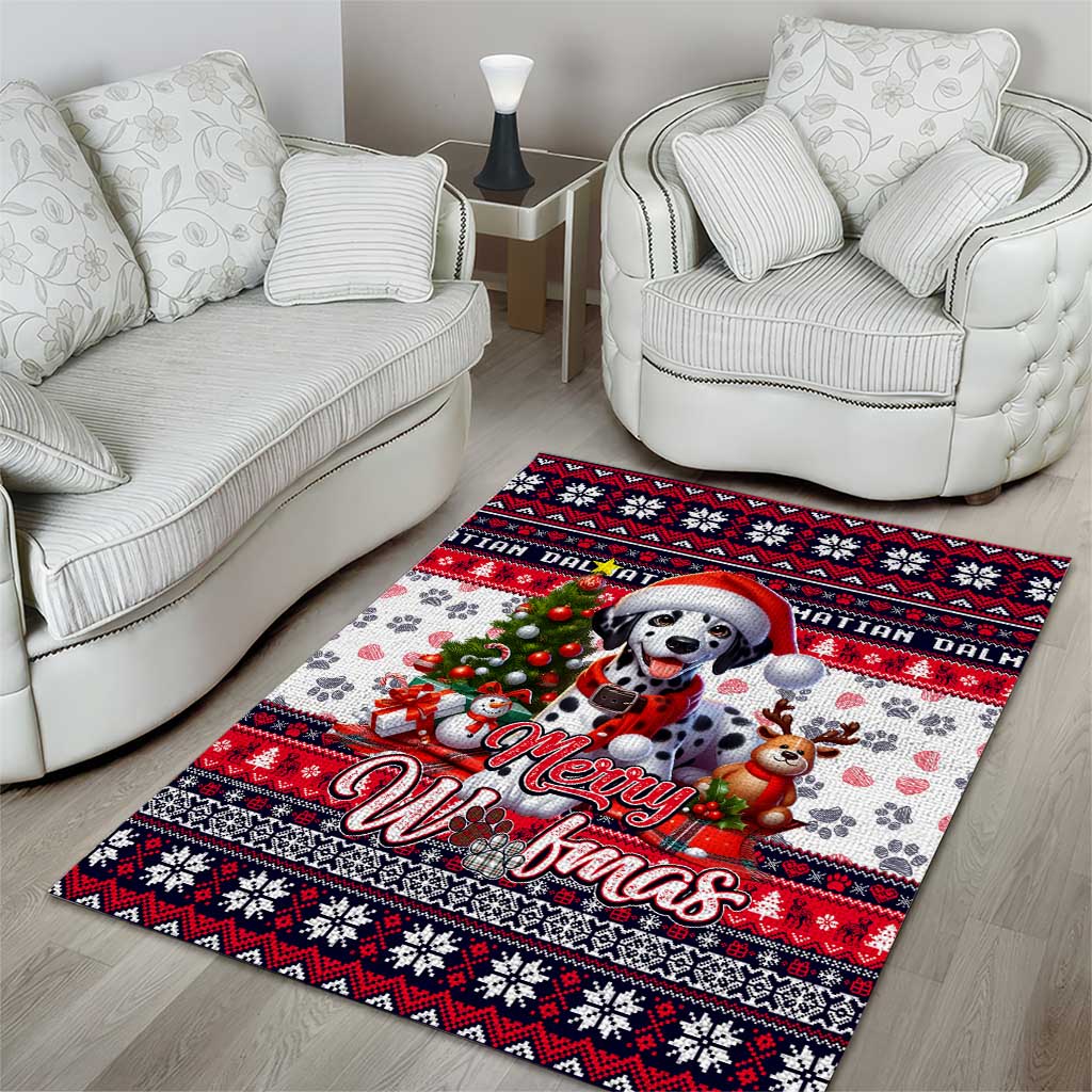Dalmatian Merry Woofmas Area Rug Christmas Dog Art Style - Wonder Print Shop