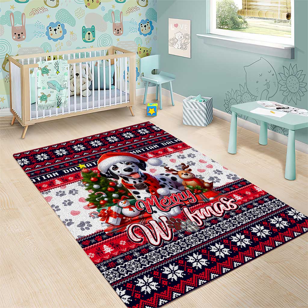 Dalmatian Merry Woofmas Area Rug Christmas Dog Art Style - Wonder Print Shop