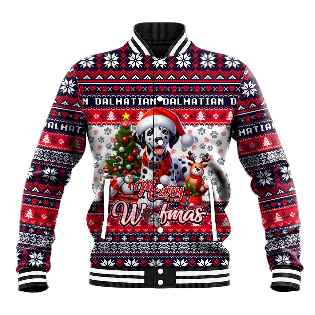 Dalmatian Merry Woofmas Baseball Jacket Christmas Dog Art Style - Wonder Print Shop