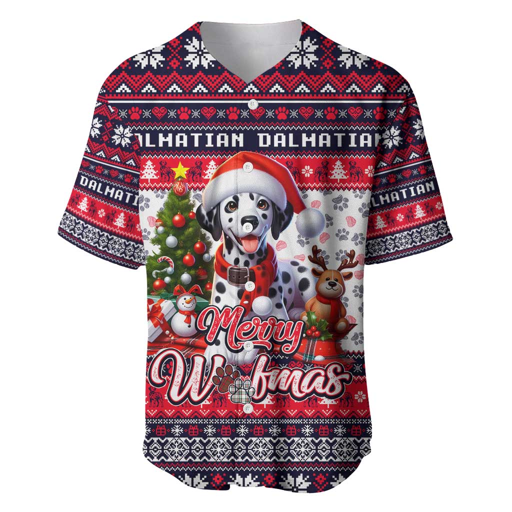 Dalmatian Merry Woofmas Baseball Jersey Christmas Dog Art Style - Wonder Print Shop