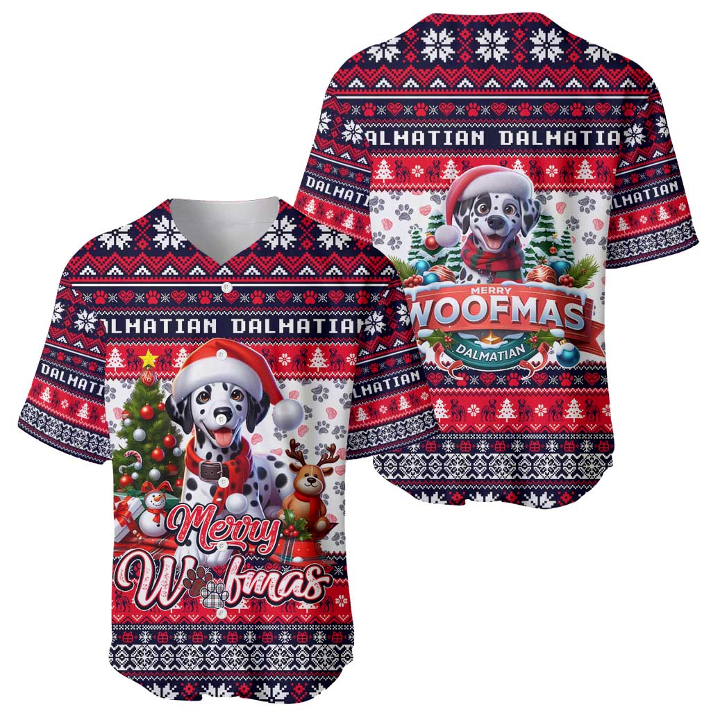 Dalmatian Merry Woofmas Baseball Jersey Christmas Dog Art Style - Wonder Print Shop