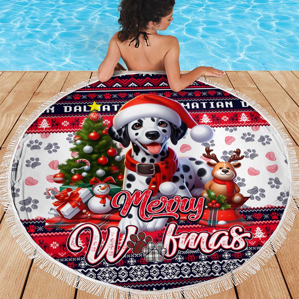 Dalmatian Merry Woofmas Beach Blanket Christmas Dog Art Style - Wonder Print Shop
