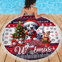 Dalmatian Merry Woofmas Beach Blanket Christmas Dog Art Style - Wonder Print Shop