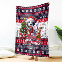 Dalmatian Merry Woofmas Blanket Christmas Dog Art Style