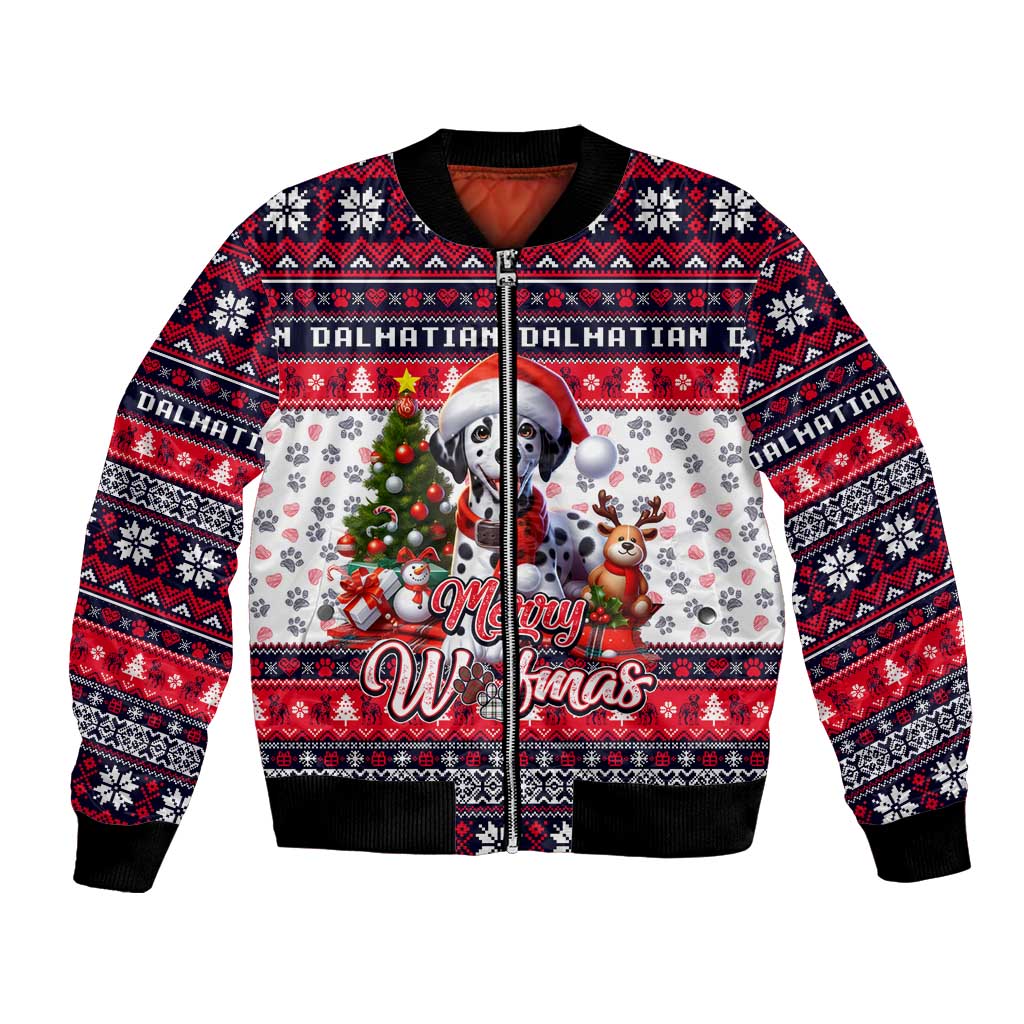 Dalmatian Merry Woofmas Bomber Jacket Christmas Dog Art Style - Wonder Print Shop