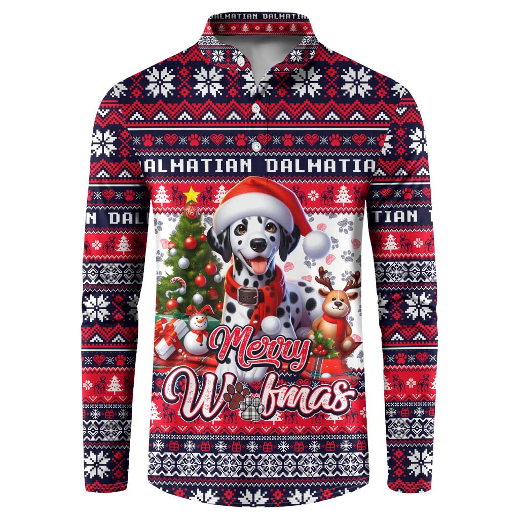 Dalmatian Merry Woofmas Button Sweatshirt Christmas Dog Art Style - Wonder Print Shop